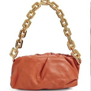 Bottega Veneta orange chain pouch bag